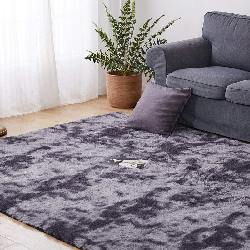 Floor Rug Shaggy Rugs Soft Large Carpet Area Tie-dyed Midnight City 140x200cm Payday Deals