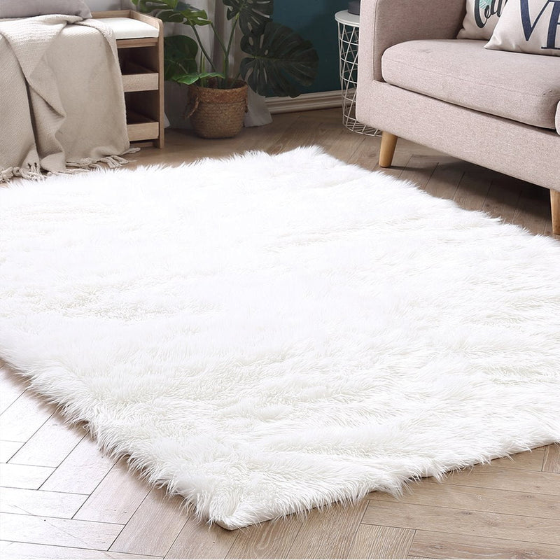Floor Rugs Sheepskin Shaggy Rug Area Carpet Bedroom Living Room Mat 80X150 White Payday Deals