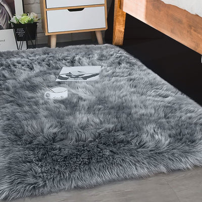 Floor Rugs Sheepskin Shaggy Rug Carpet Bedroom Living Room Mat 160X230 Dark Grey Payday Deals