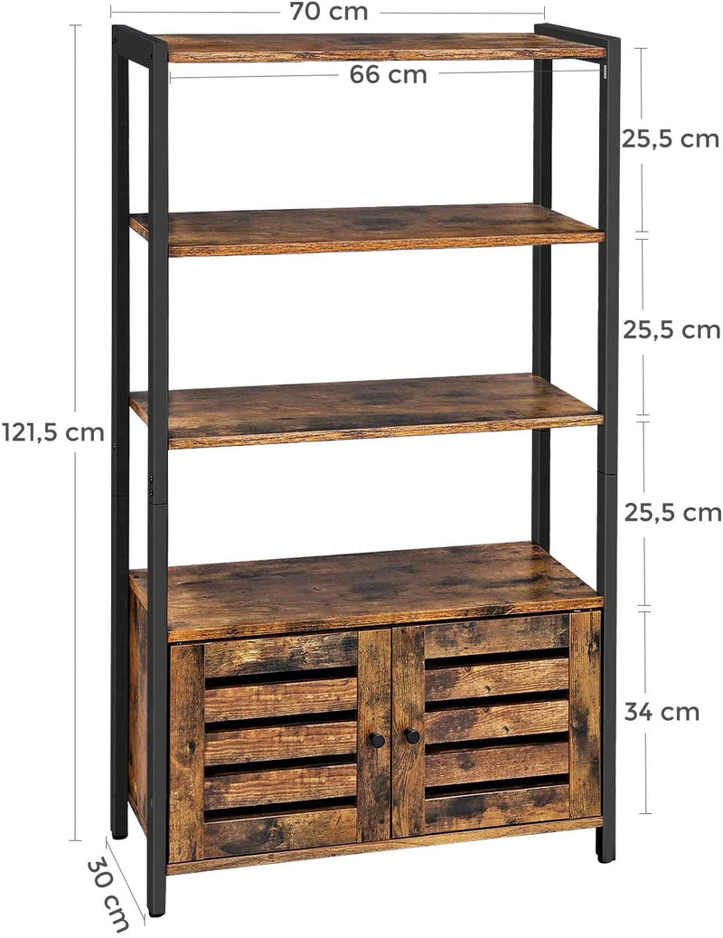 Floor-Standing Storage Cabinet and Cupboard with 2 Louvred Doors and 3 Shelves, Rustic Brown Payday Deals