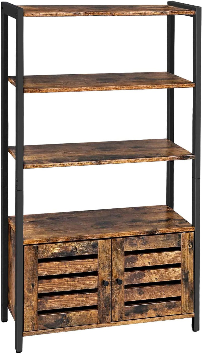 Floor-Standing Storage Cabinet and Cupboard with 2 Louvred Doors and 3 Shelves, Rustic Brown Payday Deals