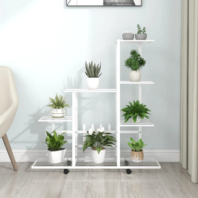 Flower Stand with Wheel 94.5x25x92.5 cm White Metal Payday Deals