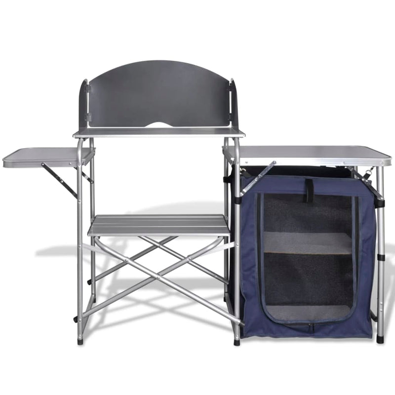 Foldable Camping Kitchen Unit with Windshield Aluminium Payday Deals