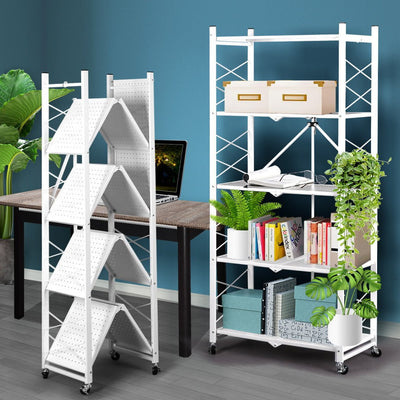 Foldable Storage Shelf Display Rack Bookshelf Bookcase Shelving Metal Organiser Payday Deals