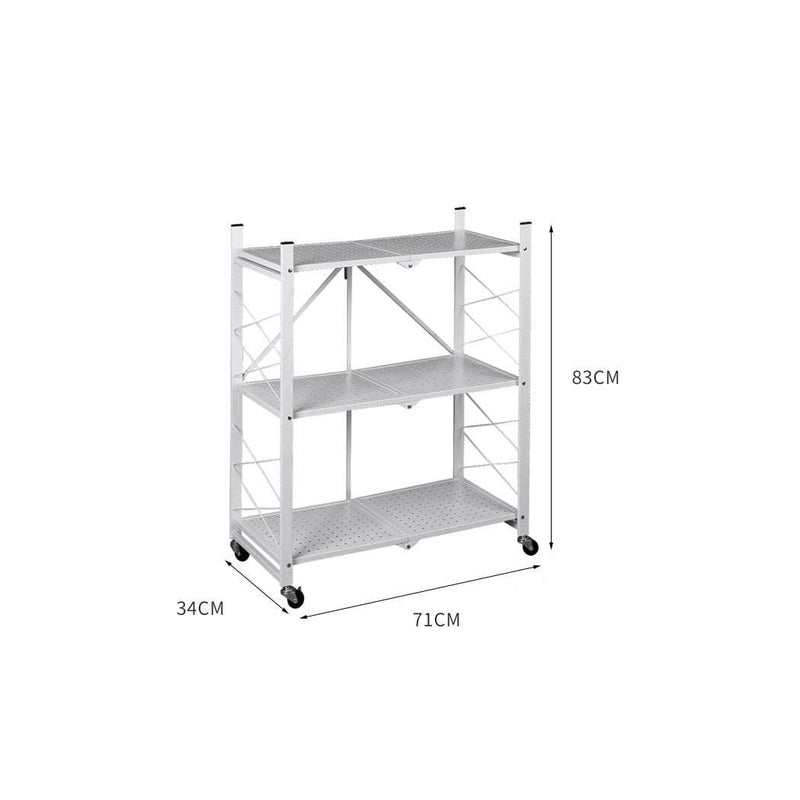 Foldable Storage Shelf Display Rack Bookshelf Bookcase Wheel Collapsible Cart Payday Deals
