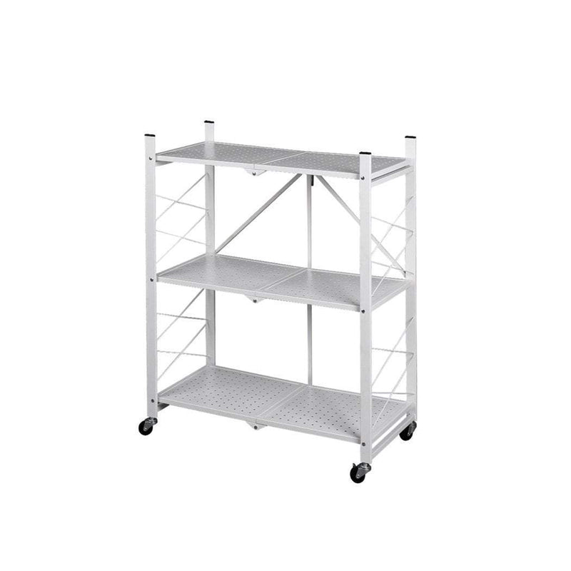 Foldable Storage Shelf Display Rack Bookshelf Bookcase Wheel Collapsible Cart Payday Deals