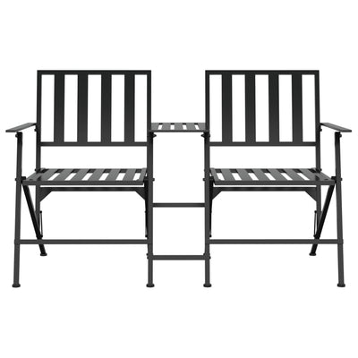 Folding 2-Seater Garden Bench 137 cm Black Steel Payday Deals