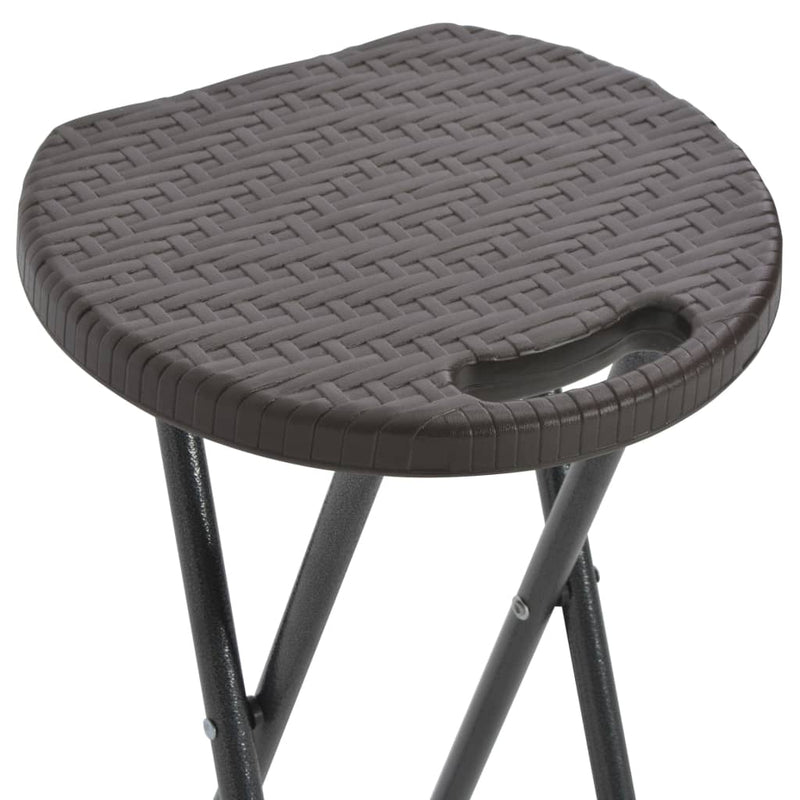 Folding Bar Stools 2 pcs HDPE and Steel Brown Rattan Look Payday Deals