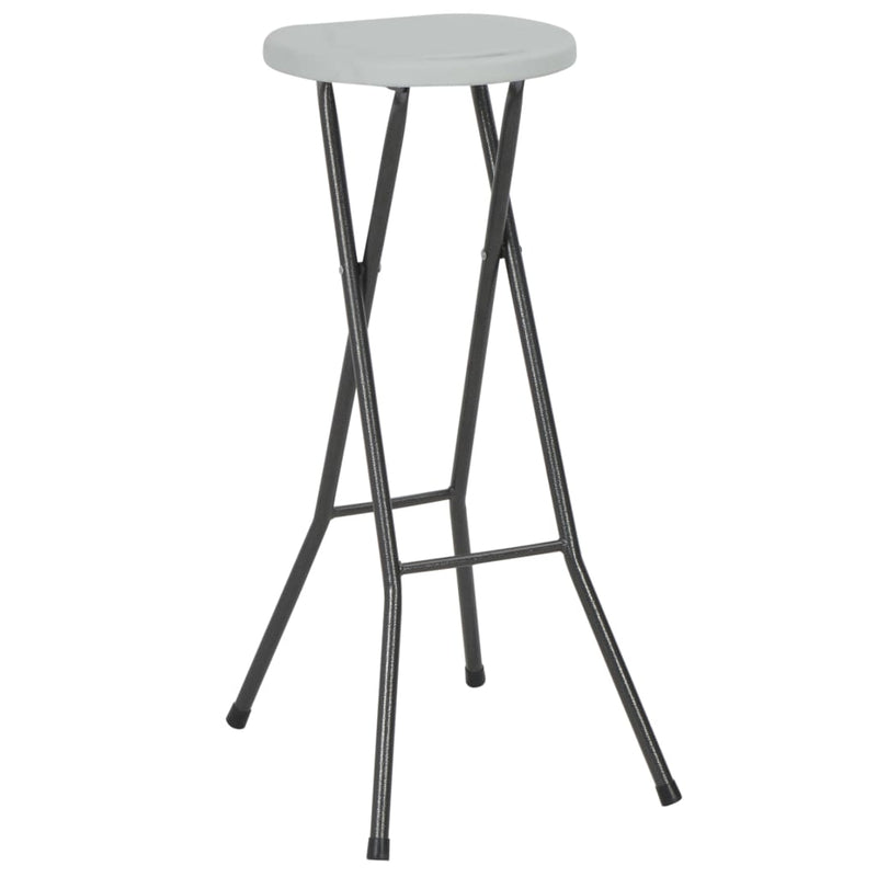Folding Bar Stools 2 pcs HDPE and Steel White Payday Deals