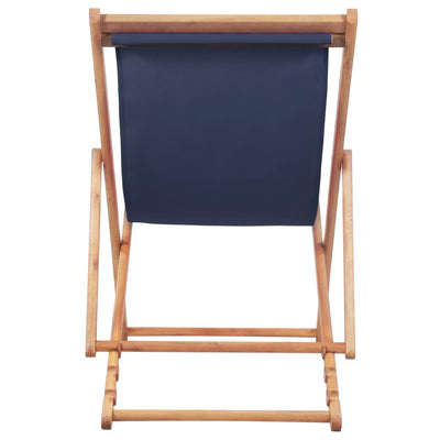 Folding Beach Chair Fabric and Wooden Frame Blue Payday Deals