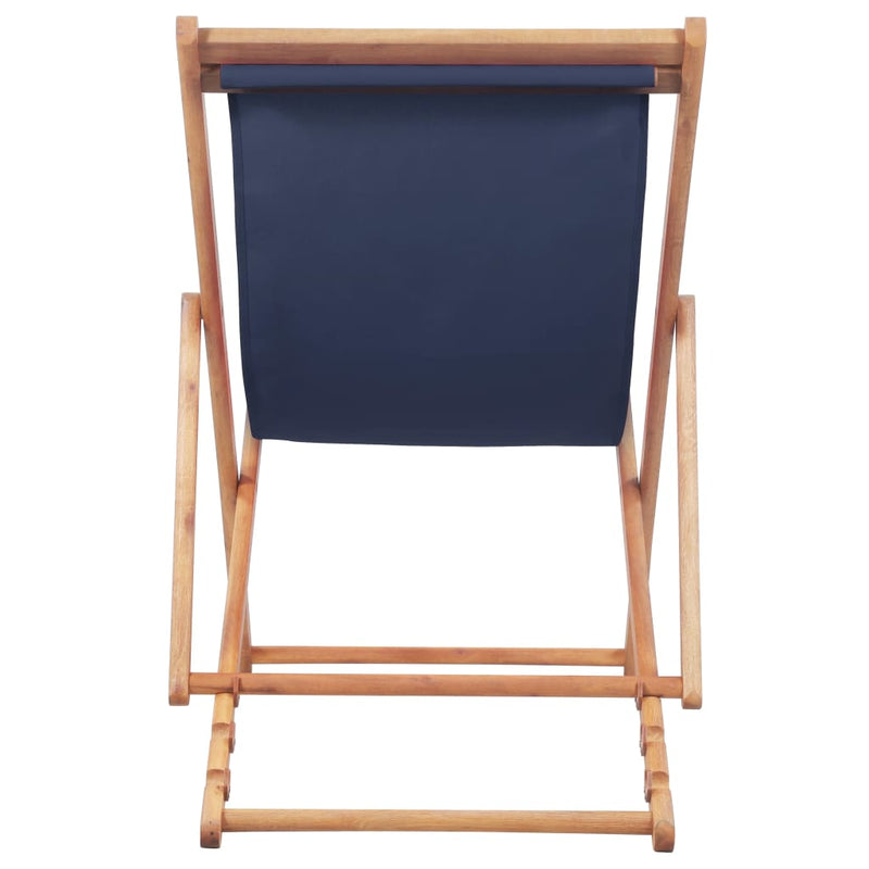 Folding Beach Chair Fabric and Wooden Frame Blue Payday Deals