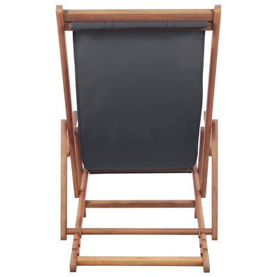 Folding Beach Chair Fabric and Wooden Frame Grey Payday Deals