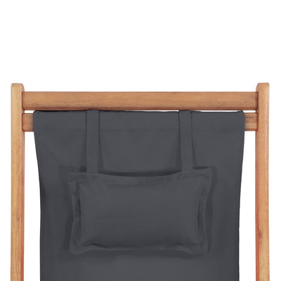 Folding Beach Chair Fabric and Wooden Frame Grey Payday Deals