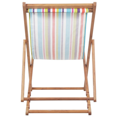 Folding Beach Chair Fabric and Wooden Frame Multicolour Payday Deals