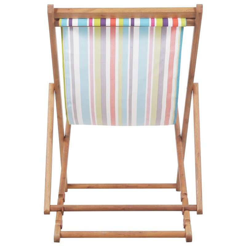 Folding Beach Chair Fabric and Wooden Frame Multicolour Payday Deals