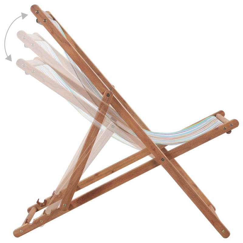 Folding Beach Chair Fabric and Wooden Frame Multicolour Payday Deals