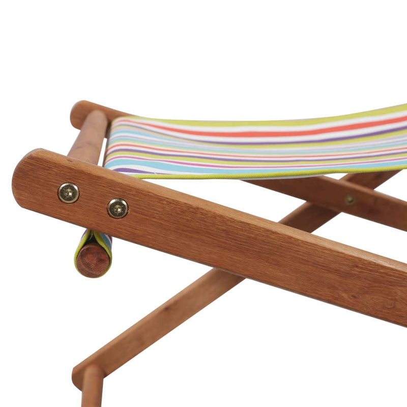 Folding Beach Chair Fabric and Wooden Frame Multicolour Payday Deals