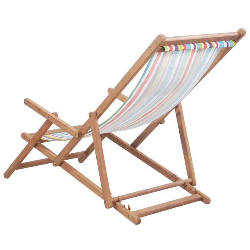 Folding Beach Chair Fabric and Wooden Frame Multicolour Payday Deals