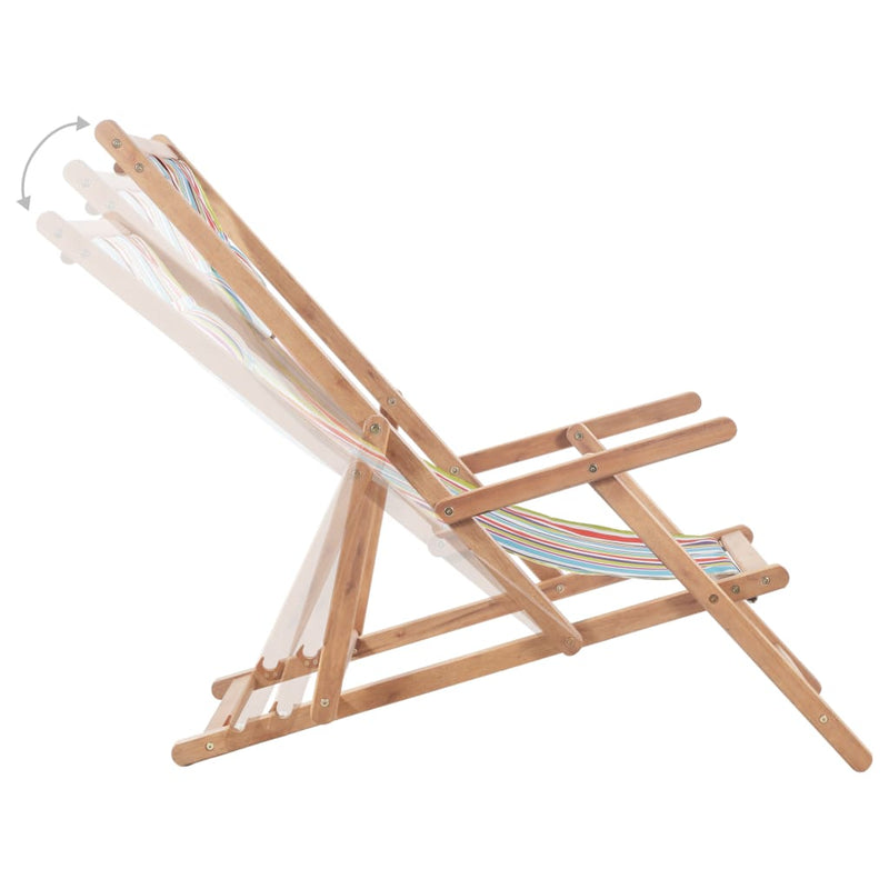 Folding Beach Chair Fabric and Wooden Frame Multicolour Payday Deals