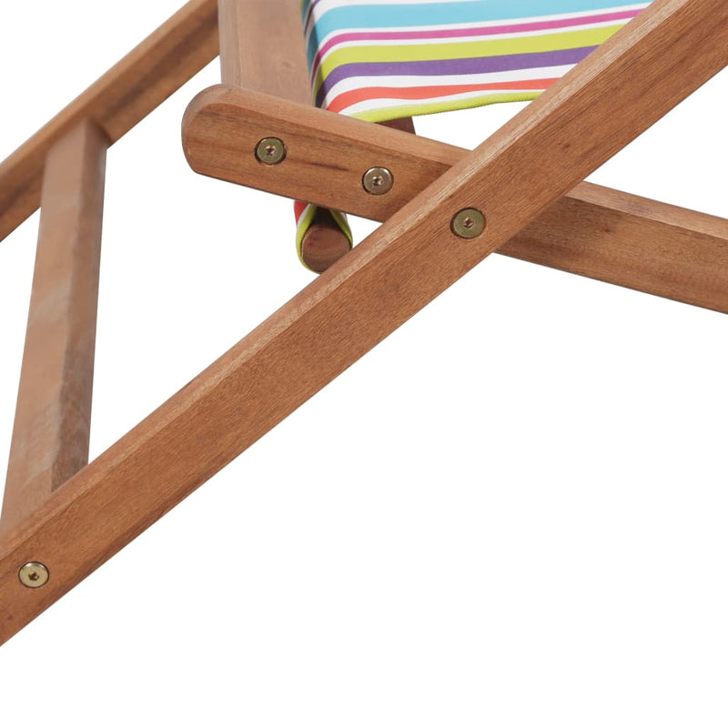 Folding Beach Chair Fabric and Wooden Frame Multicolour Payday Deals