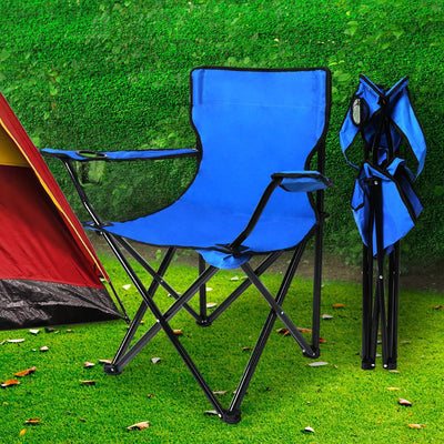 Folding Camping Chairs Arm Foldable Portable Outdoor Beach Fishing Picnic Chair Blue Payday Deals