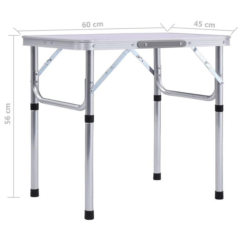 Folding Camping Table White Aluminium 60x45 cm Payday Deals