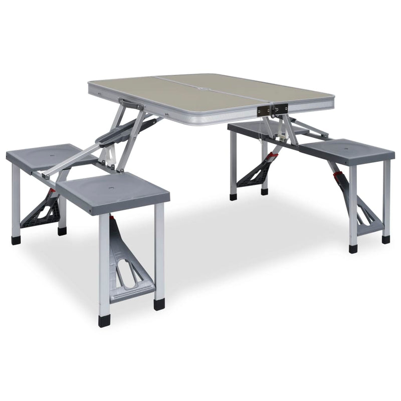 Folding Camping Table with 4 Seats Steel Aluminium Payday Deals