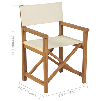 Folding Director's Chair Solid Teak Wood Cream White Payday Deals