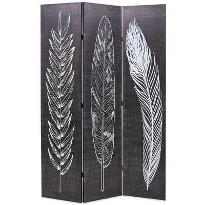 Folding Room Divider 120x170 cm Feathers Black and White Payday Deals