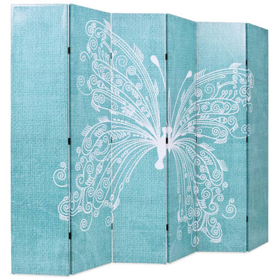Folding Room Divider 228x180 cm Butterfly Blue Payday Deals