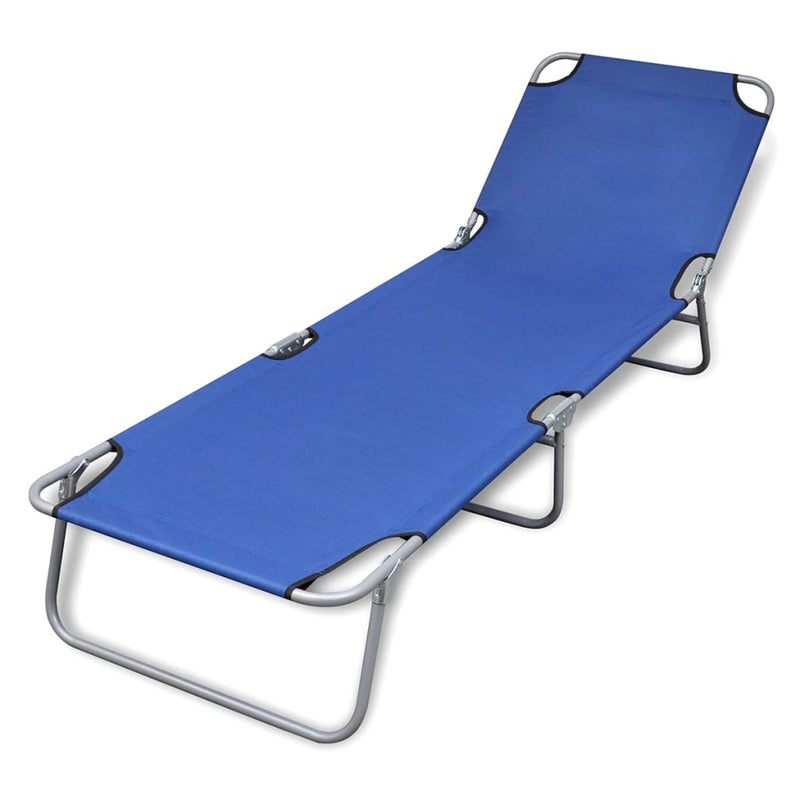 Folding Sun Lounger Powder-coated Steel Blue Payday Deals