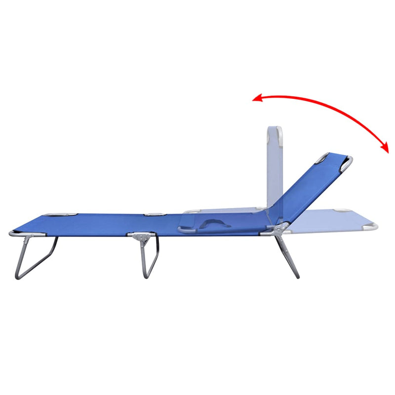 Folding Sun Lounger Powder-coated Steel Blue Payday Deals