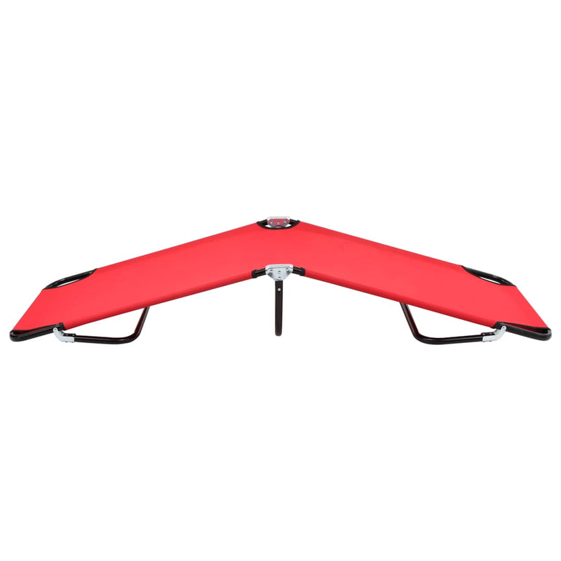 Folding Sun Lounger Red Steel Payday Deals