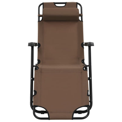 Folding Sun Loungers 2 pcs with Footrests Steel Brown Payday Deals
