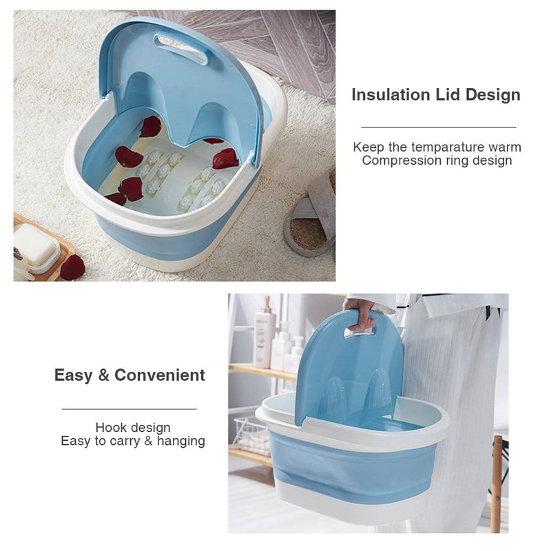 Foot Spa Water Pedicure Foldable Bucket Folding Massage Footbath Soaking Basin(Blue) Payday Deals