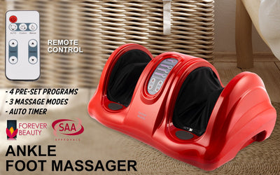 Forever Beauty Red Foot Massager Shiatsu Ankle Kneading Remote Payday Deals