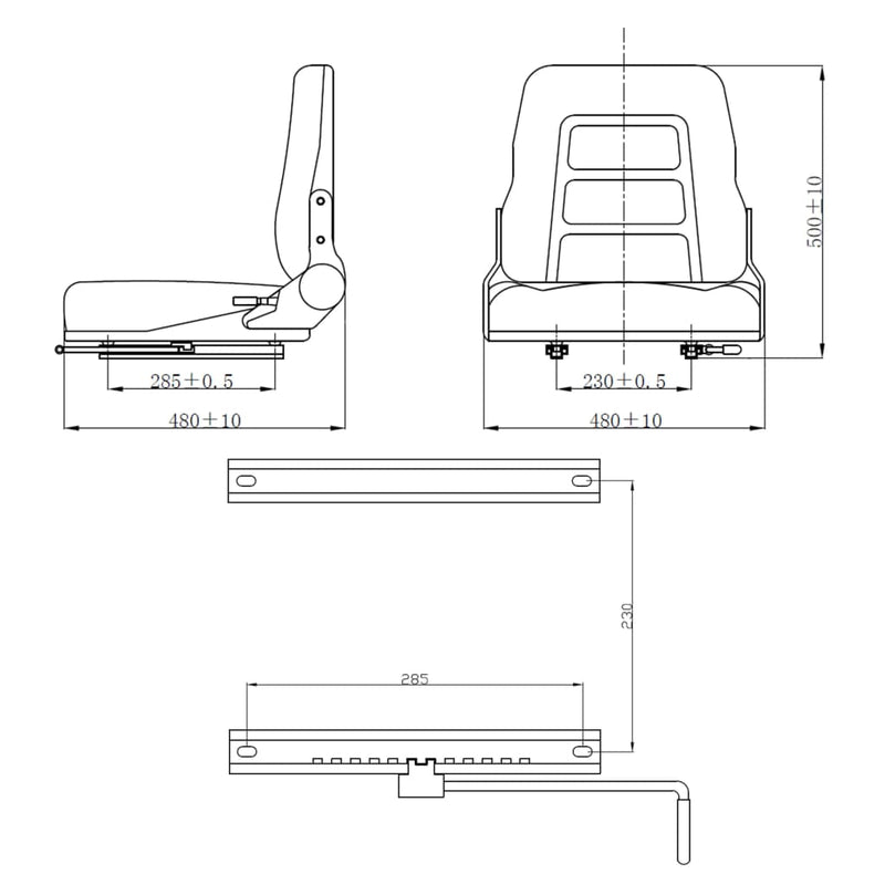 Forklift & Tractor Seat with Adjustable Backrest Black Payday Deals