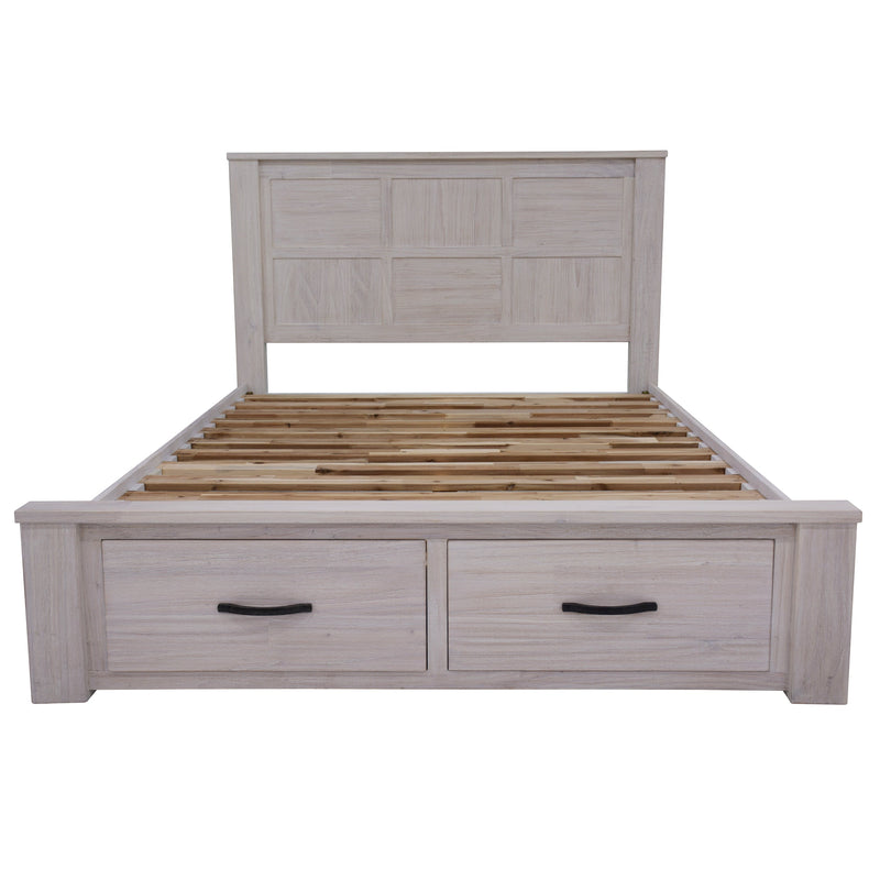 Foxglove Bed Frame Queen Size Timber Mattress Base With Storage Drawers - White Payday Deals