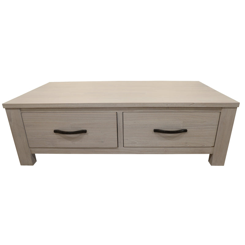 Foxglove Coffee Table 127cm 2 Drawer Solid Mt Ash Timber Wood - White Payday Deals