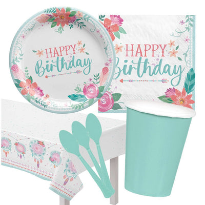 Free Spirit Happy Birthday 8 Guest Deluxe Tableware Party Pack