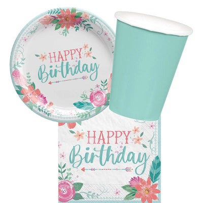Free Spirit Happy Birthday 8 Guest Tableware Party Pack Payday Deals