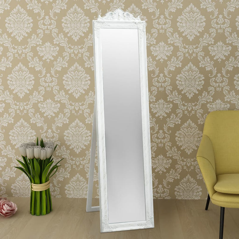 Free-Standing Mirror Baroque Style 160x40 cm White Payday Deals