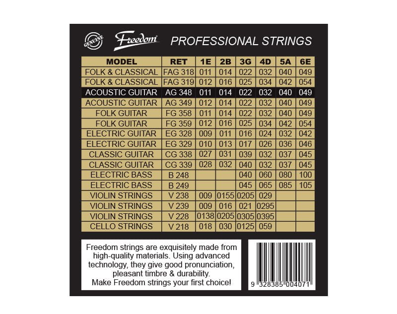 Freedom 10 Pack Acoustic Guitar Strings - Light Gauge AG348-10PK Payday Deals