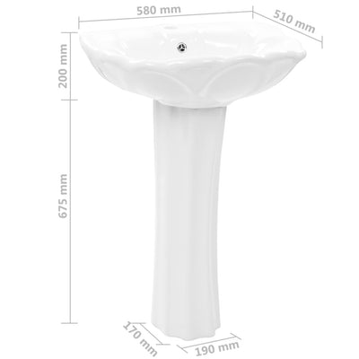 Freestanding Basin with Pedestal Ceramic White 580x510x200 mm Payday Deals