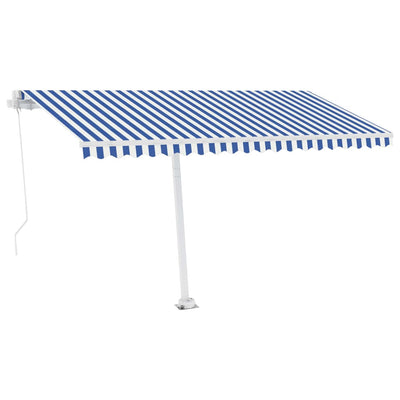 Freestanding Manual Retractable Awning 400x300 cm Blue/White Payday Deals