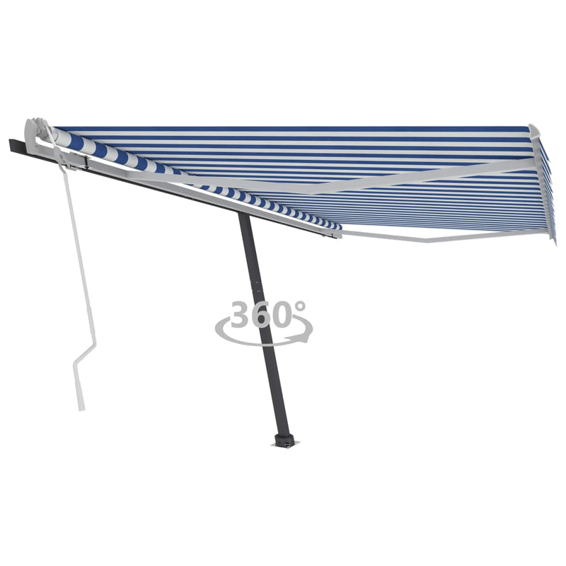 Freestanding Manual Retractable Awning 400x300 cm Blue/White Payday Deals