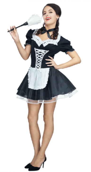 FRENCH MAID COSTUME Halloween Fancy Outfit Party Naughty Dress Buck Hens Night Payday Deals