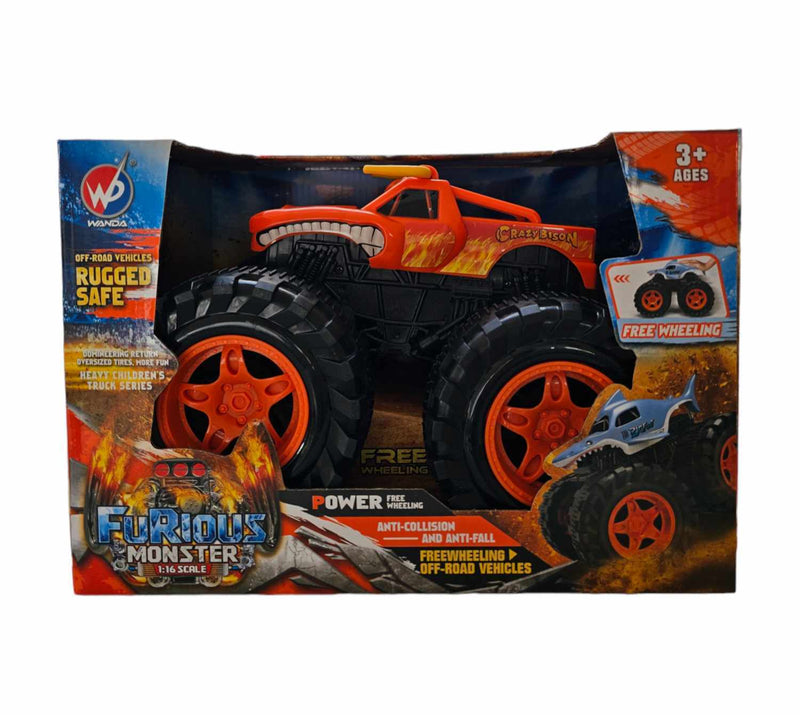 Friction Powered Orange Bison Monster Truck for Children 1:16 Scale 3+ Payday Deals