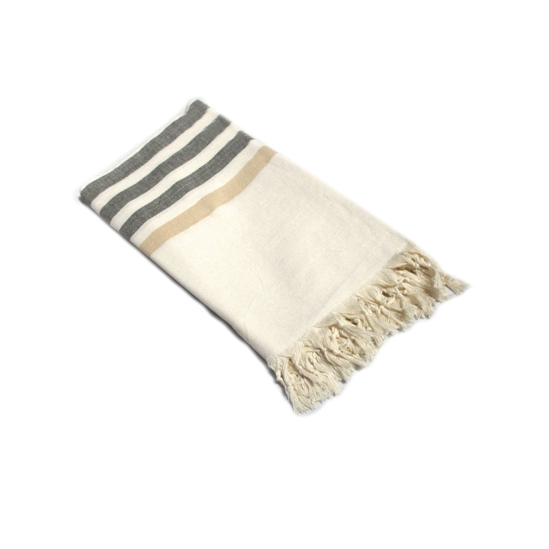 Fringe Turkish Towel Wide Stripes Black Taupe Payday Deals