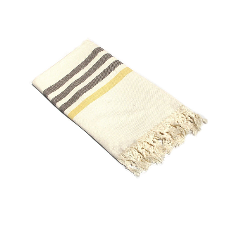 Fringe Turkish Towel Wide Stripes Chocolate Yellow Payday Deals